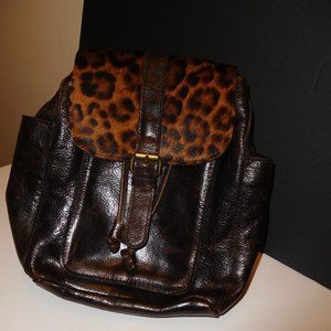 Patricia Nash Brown Leather Leopard Haircalf Aberdeen Backpack